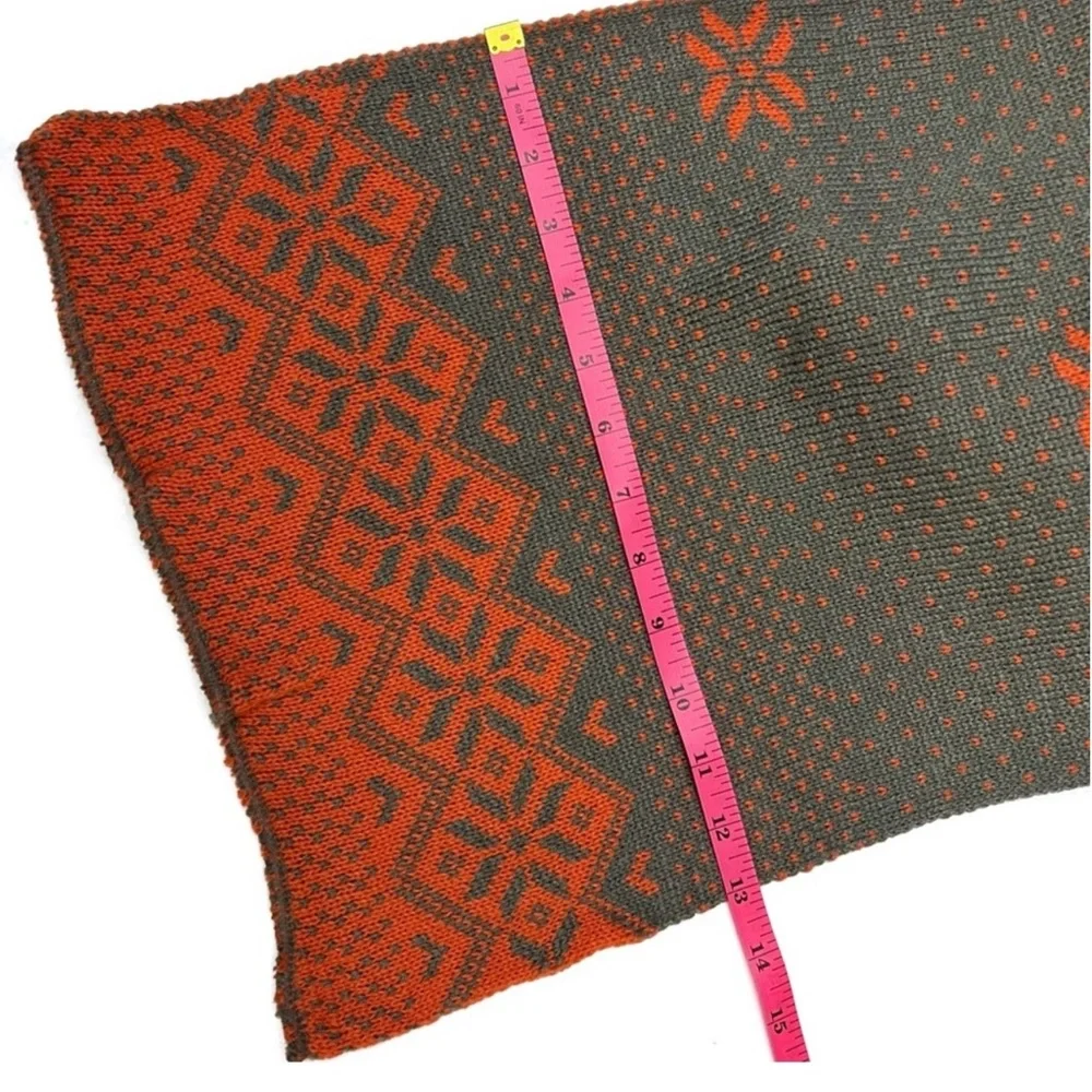 Simplicity Knit Winter Scarf Long Wide Wrap Gray Orange